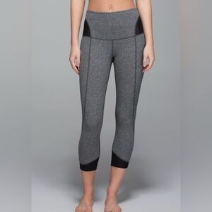 Lululemon Devi Yoga Crop in Heathered Speckled Black/Black